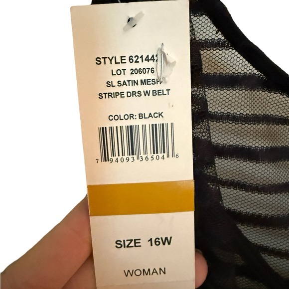 SL Fashions Black Mesh Stripe Sleeveless Dress 16W NWT - Picture 3 of 12